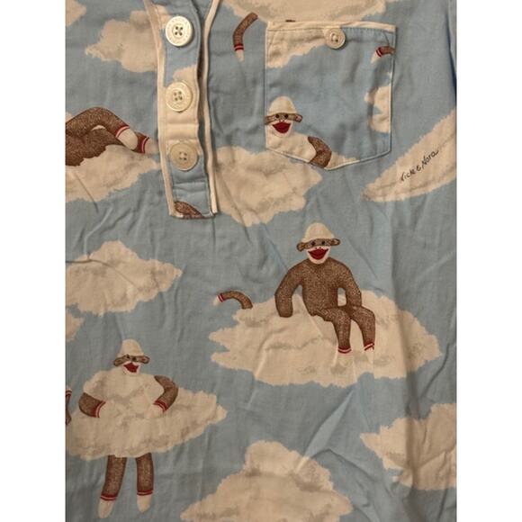 Nick & Nora Sock Monkey Flannel Sleep Dress S - Picture 5 of 5